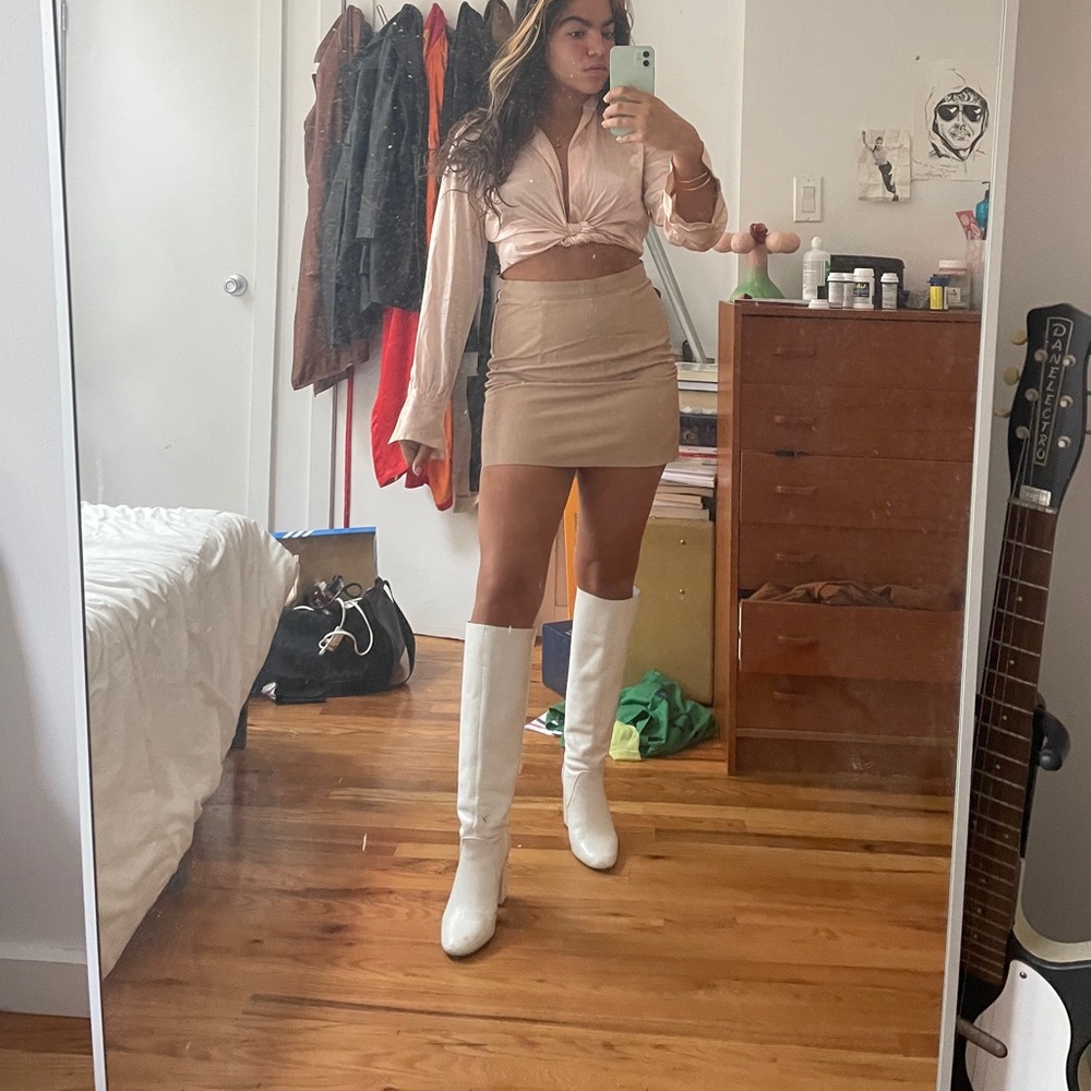 American apparel leather mini skirt